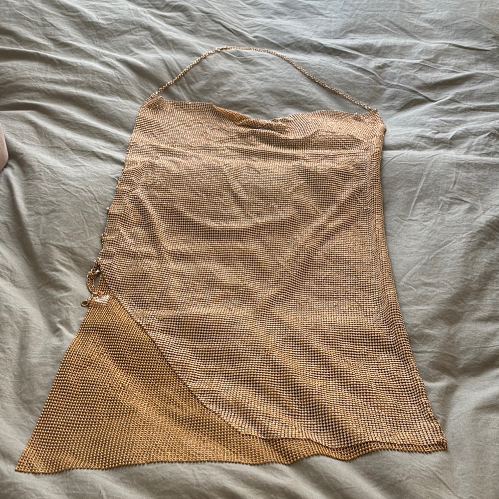 Gold Asymmetrical Wrap Mini Skirt Casual